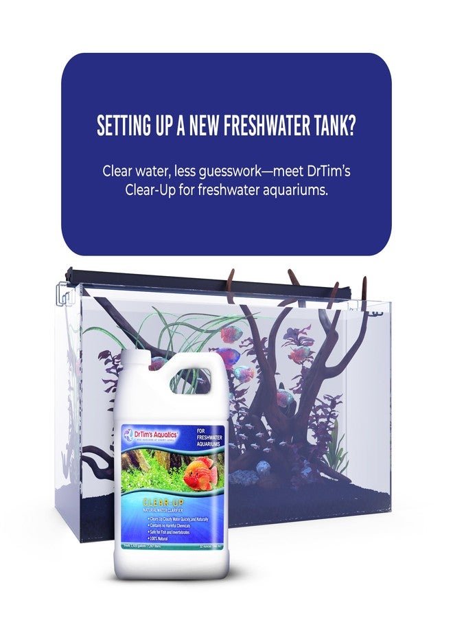 دي آر تيم أكواتيكز مُنقّي المياه الطبيعي DrTim's Aquatics Freshwater Clear-UP - لأحواض الأسماك، وأحواض السمك، وفلترة المياه، ومعالجتها - حل صديق للبيئة لتنقية المياه - يزيل المواد العضوية الضارة - 32 أونصة، عديم اللون - Image 2